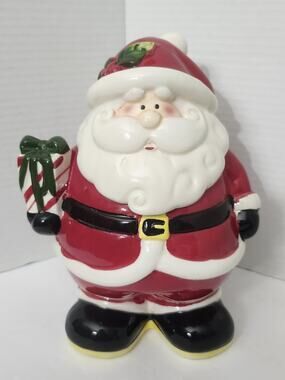 David's Cookies Jolly Santa Claus Christmas Present Ceramic Cookie Jar